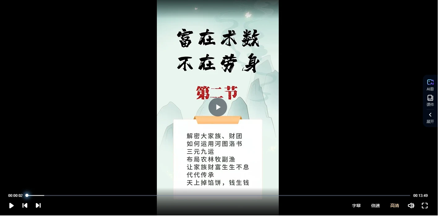 陈姝妃《富在术数，不在劳身》（视频9集）_易经玄学资料网