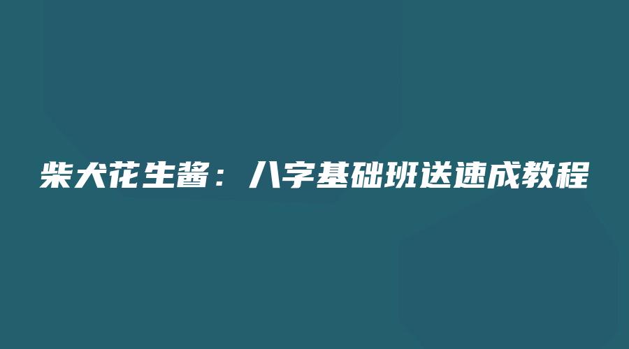 柴犬花生酱：八字基础班送速成教程