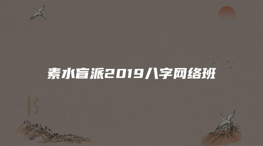 素水盲派2019八字网络班