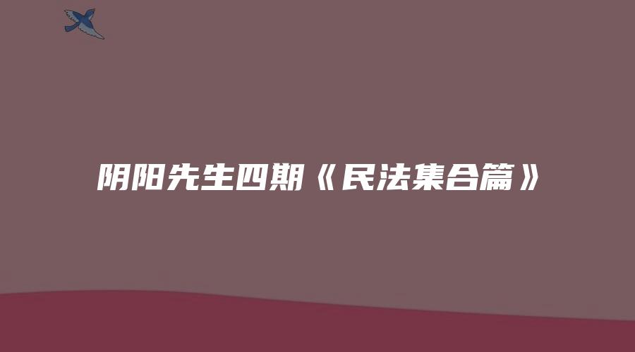 阴阳先生四期《民法集合篇》