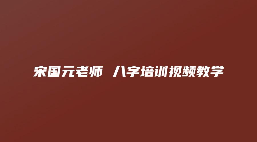 宋国元老师 八字培训视频教学