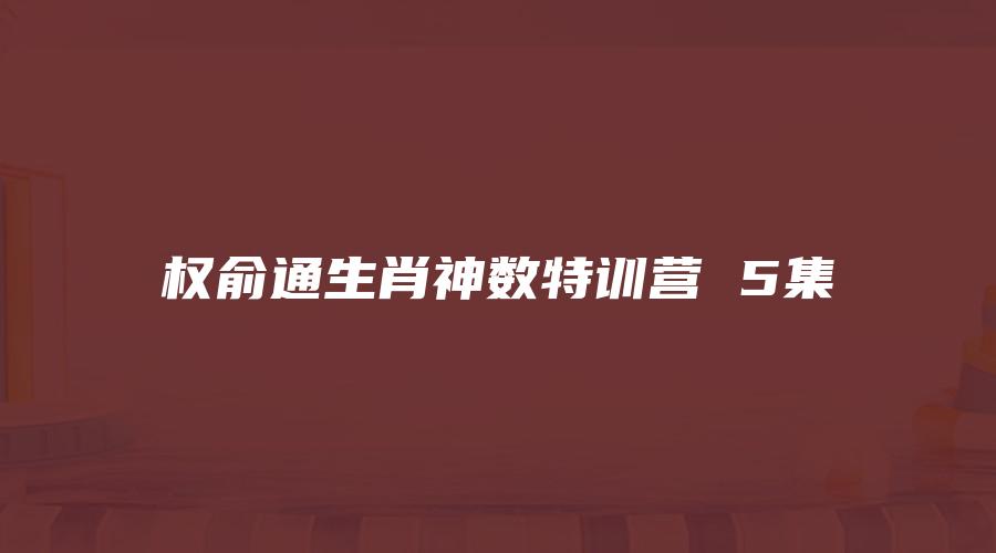 权俞通生肖神数特训营 5集