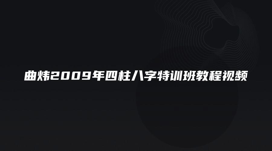 曲炜2009年四柱八字特训班教程视频