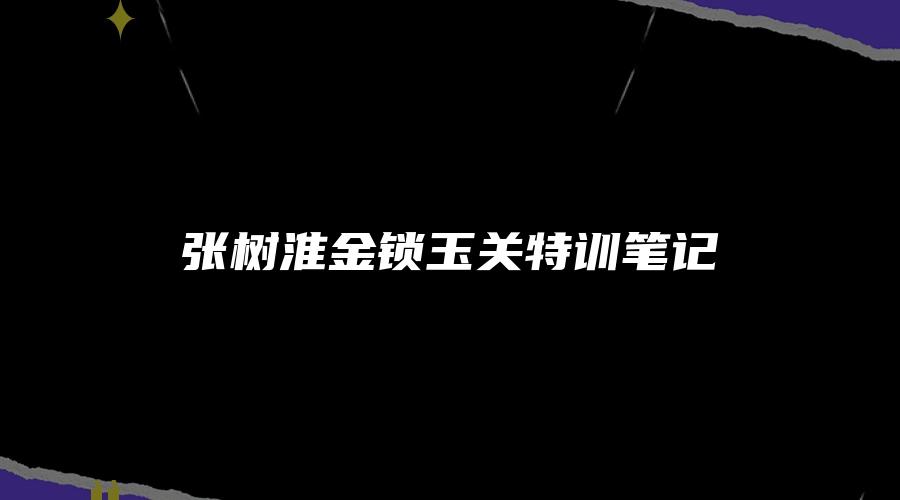 张树淮金锁玉关特训笔记